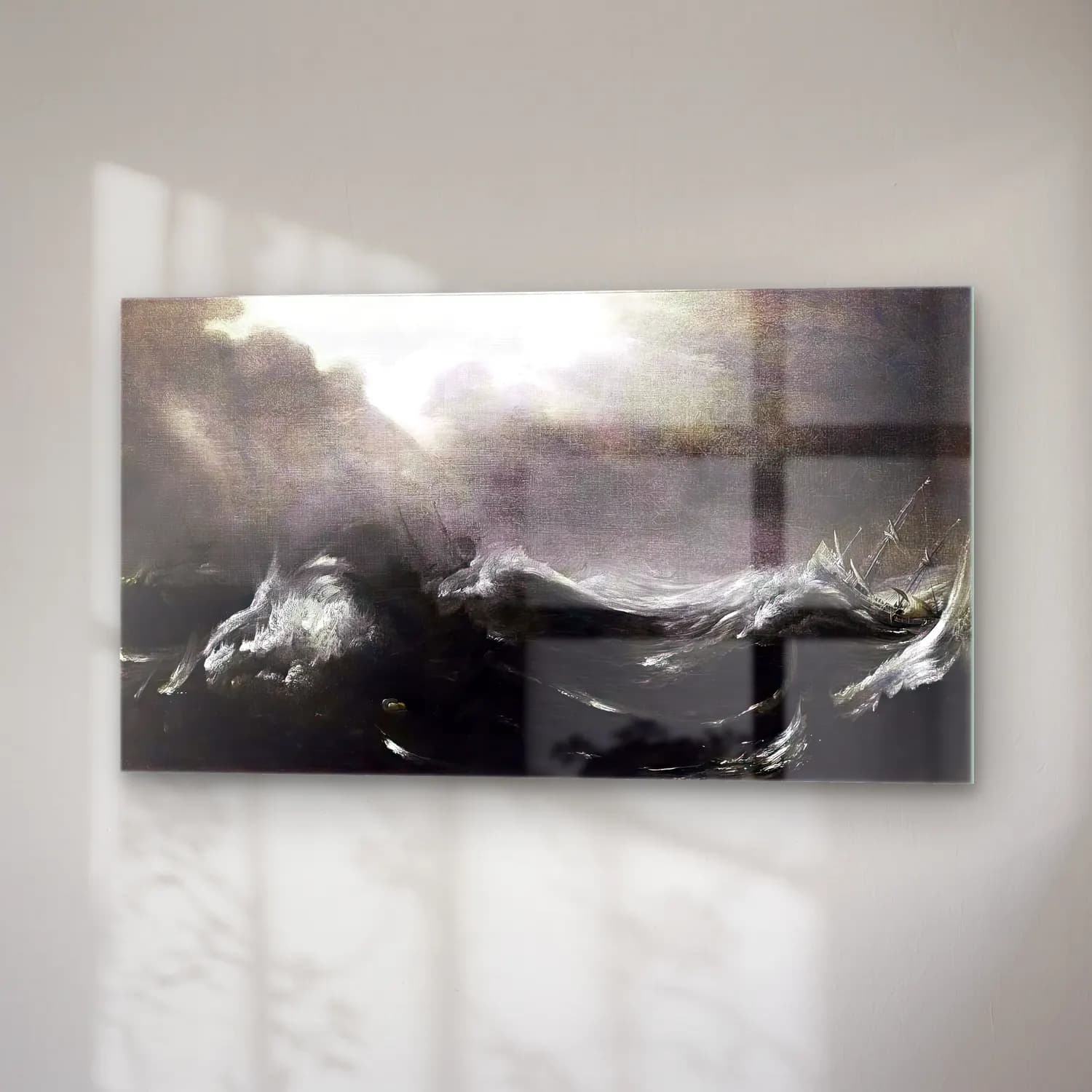 Jan Porcellis – Shipping in Stormy Seas cam tablo — sağ açıdan görünüm