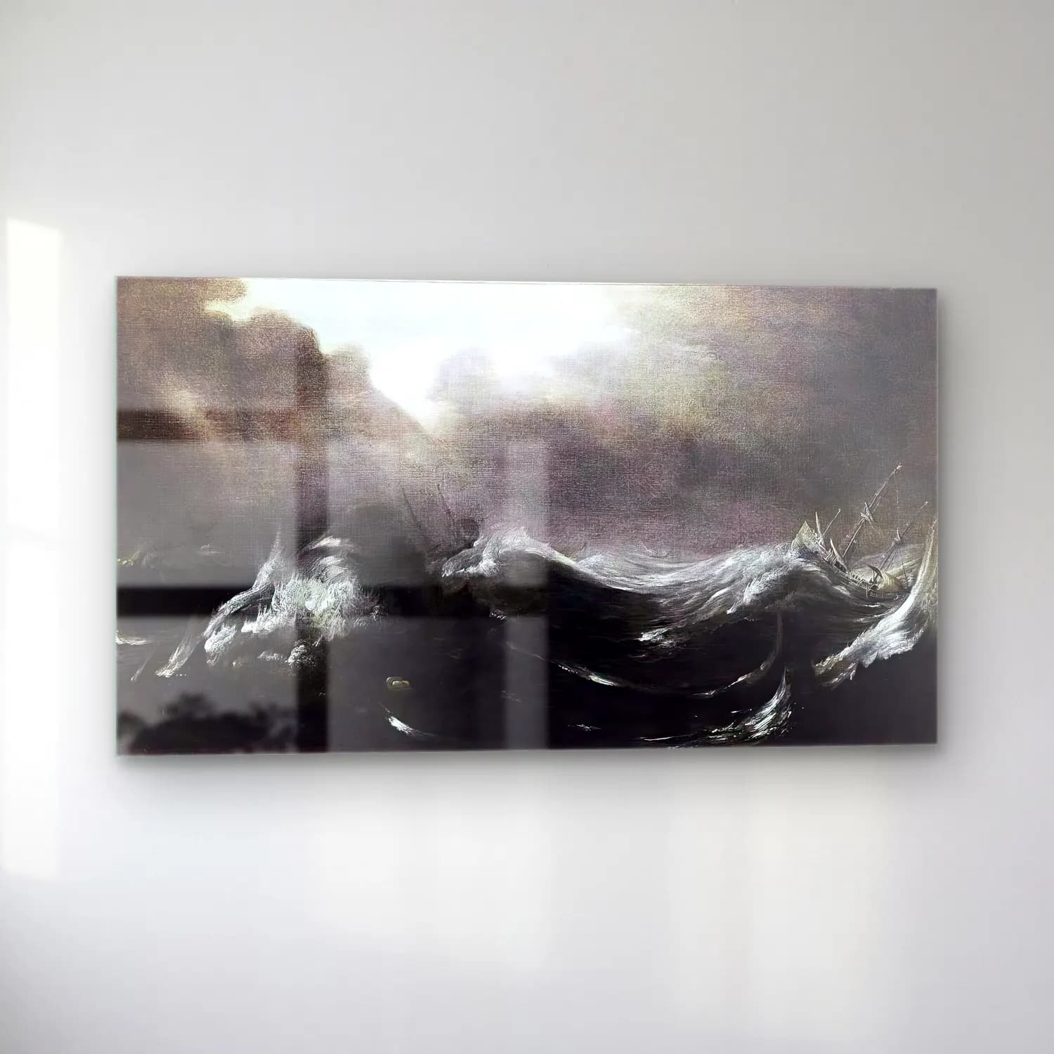 Jan Porcellis – Shipping in Stormy Seas cam tablo — sol açıdan görünüm