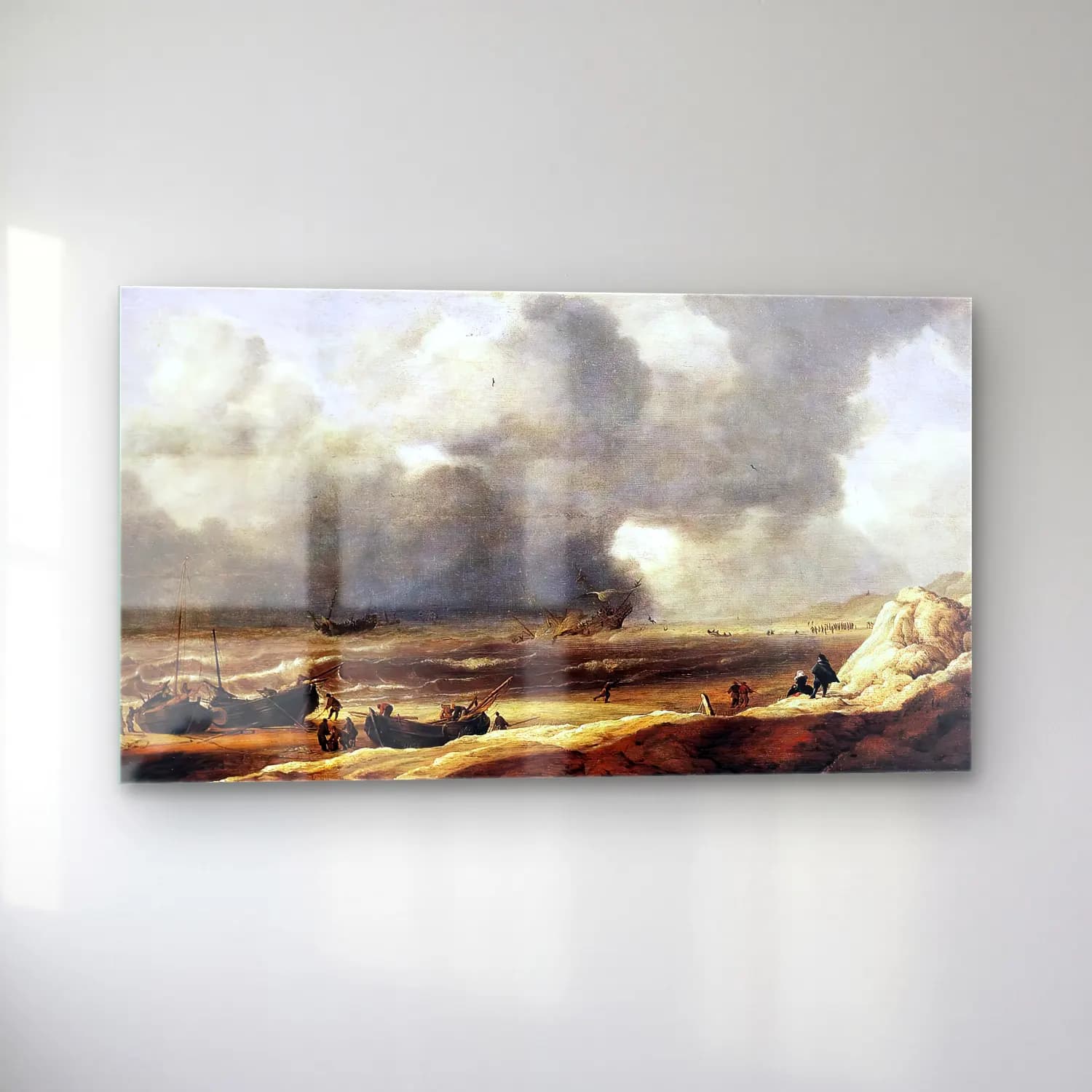 Jan Porcellis – Shipwreck on a Beach cam tablo — sol açıdan görünüm