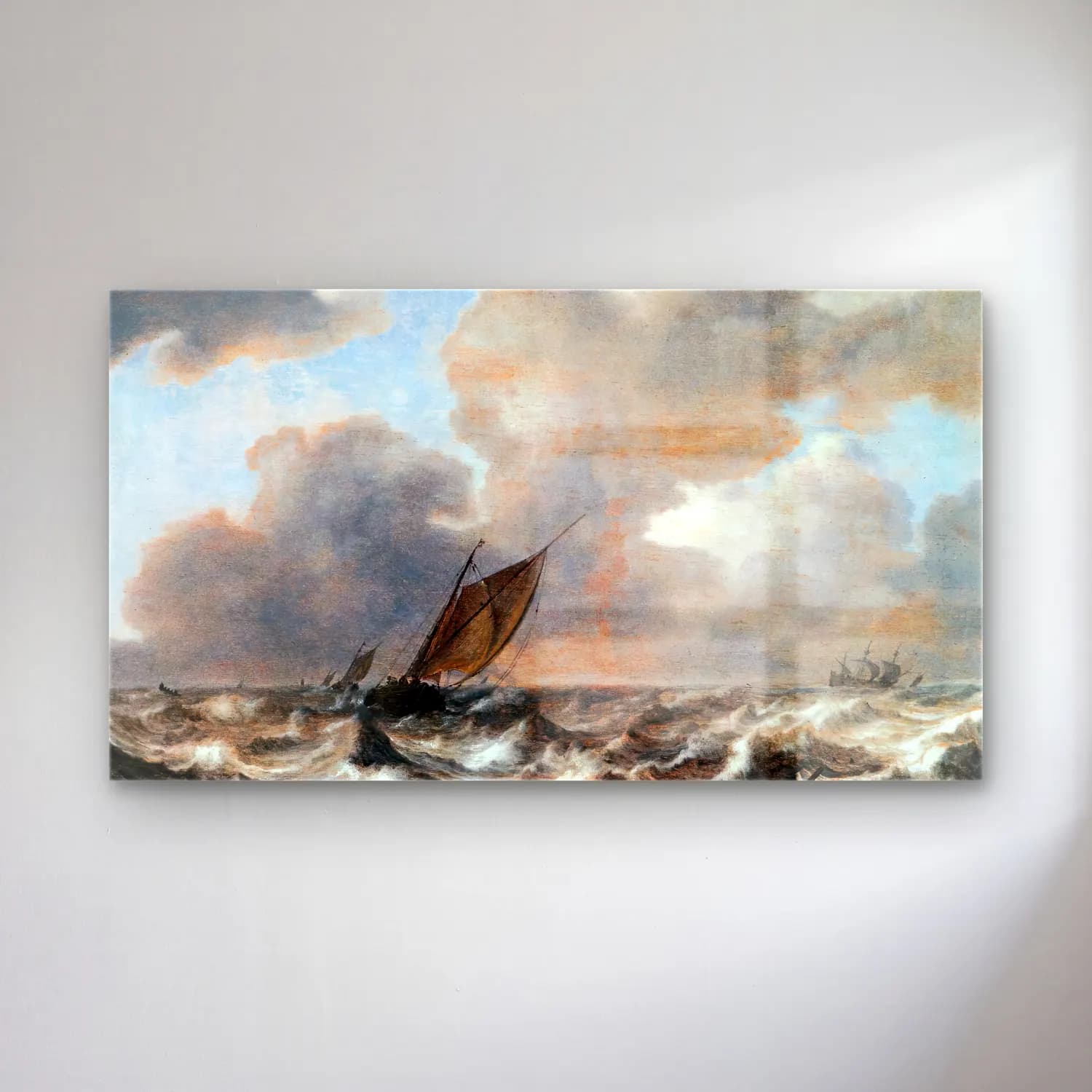 Jan Porcellis – Vessels in a Strong Wind cam tablo — Jan Porcellis – Vessels in a Strong Wind — yağlı boya fırtınalı denizde gemi