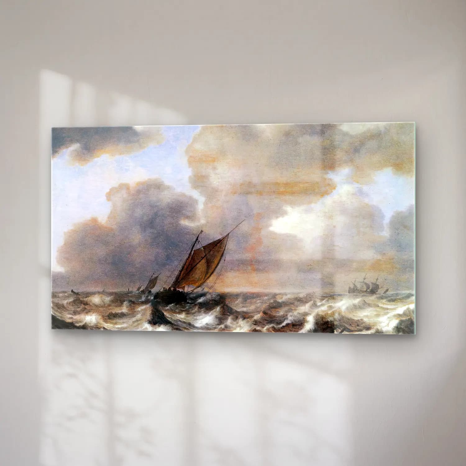 Jan Porcellis – Vessels in a Strong Wind cam tablo — sağ açıdan görünüm