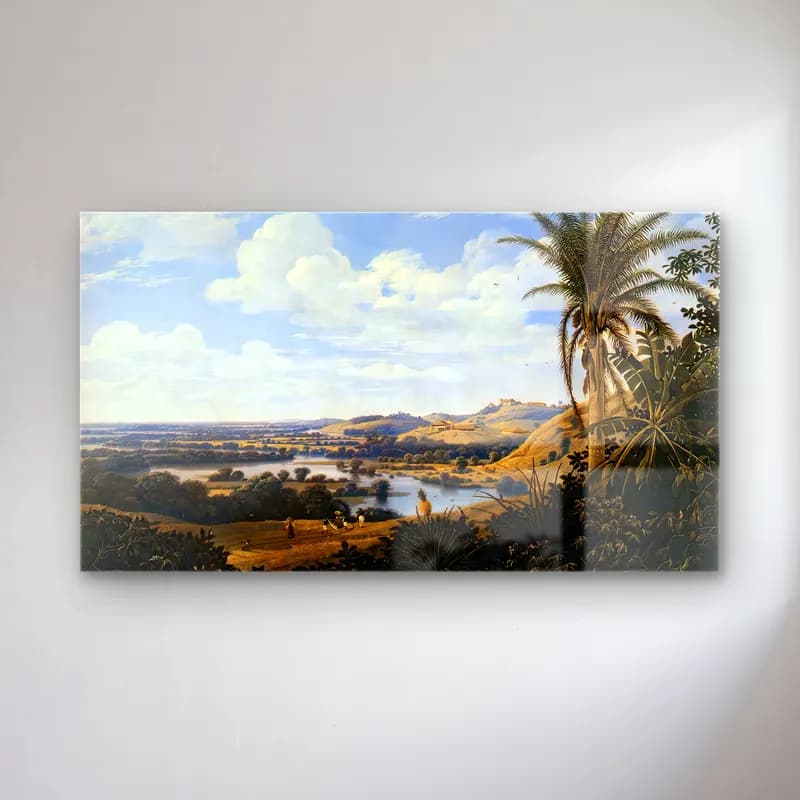 Frans Post – Brazilian Landscape with Anteater cam tablo — Frans Post – Brazilian Landscape with Anteater — yağlı boya kırda nehir