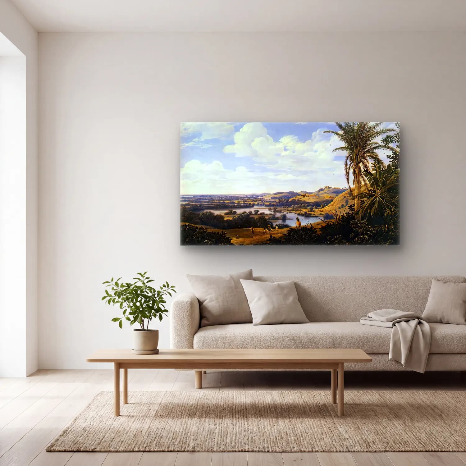 Frans Post – Brazilian Landscape with Anteater cam tablo — açık renk salonda
