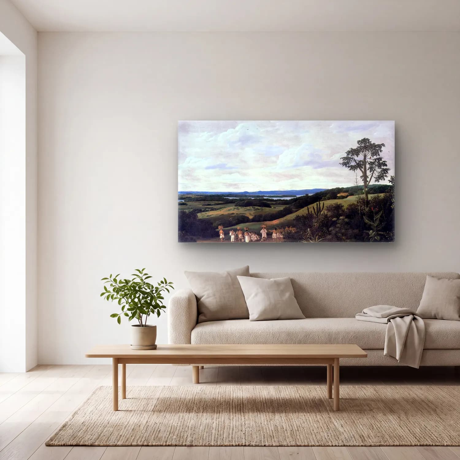Frans Post – Brazilian Landscape cam tablo — açık renk salonda