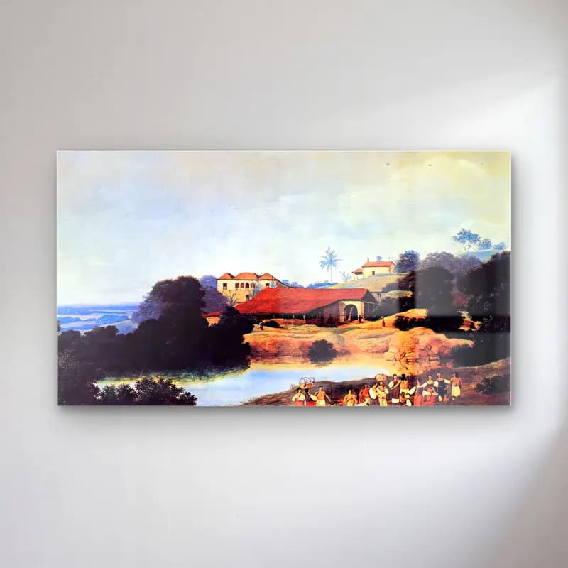 Frans Post – Hacienda cam tablo — Frans Post – Hacienda — yağlı boya kırda nehir