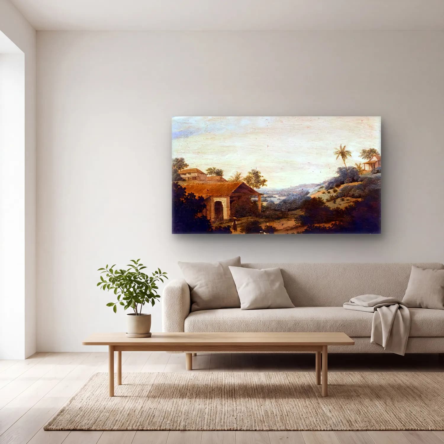 Frans Post – Landscape in Brazil cam tablo — açık renk salonda