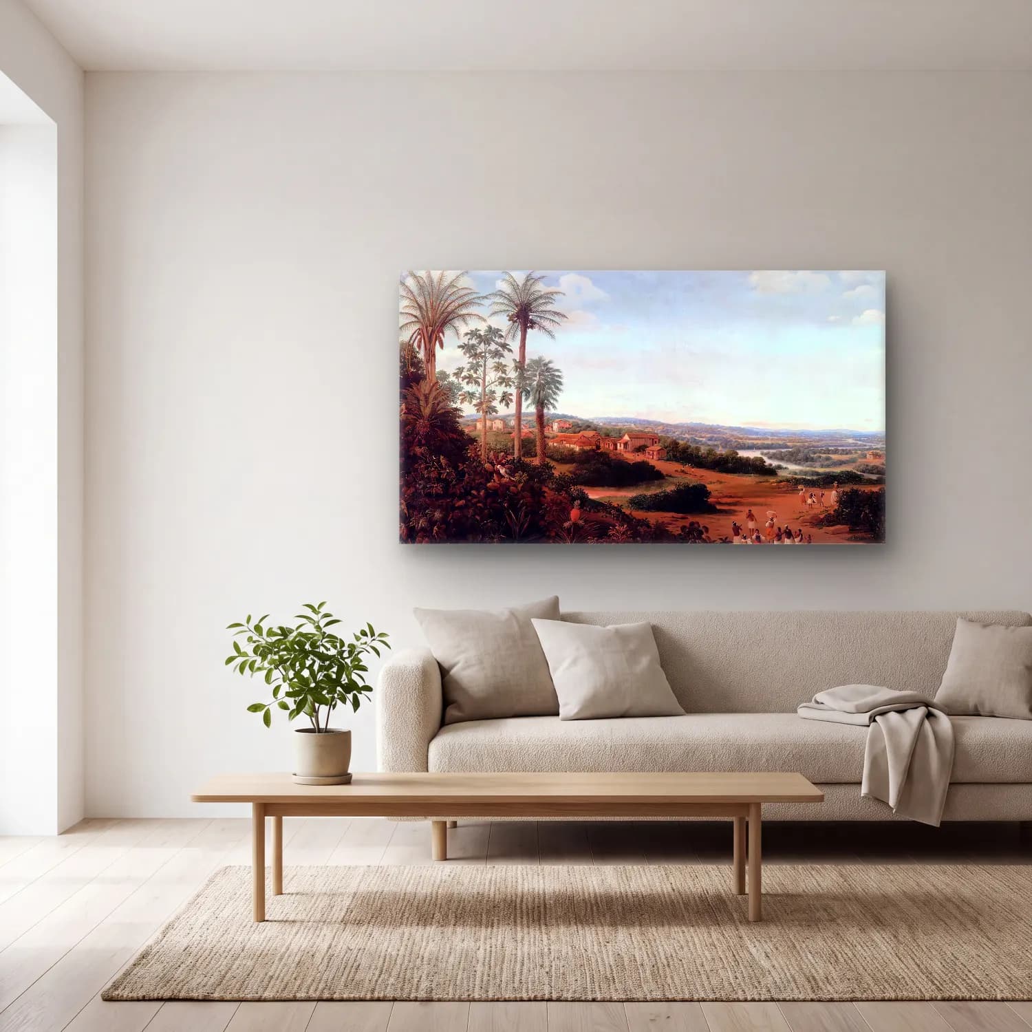 Frans Post – The Home of a Labrador in Brazil cam tablo — açık renk salonda