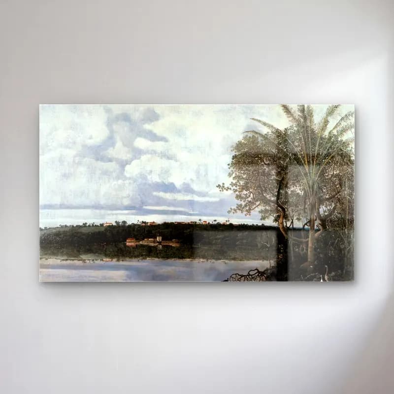 Frans Post – View of Frederiksstad in Paraiba, Brazil cam tablo — Frans Post – View of Frederiksstad in Paraiba, Brazil — yağlı boya kırda nehir