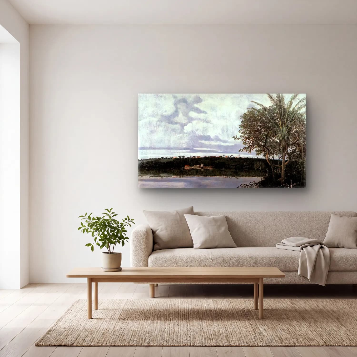 Frans Post – View of Frederiksstad in Paraiba, Brazil cam tablo — açık renk salonda