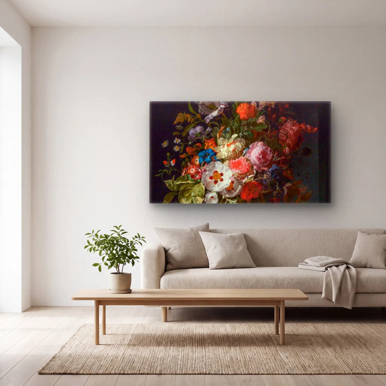 Rachel Ruysch – Blumenstrauß cam tablo — açık renk salonda
