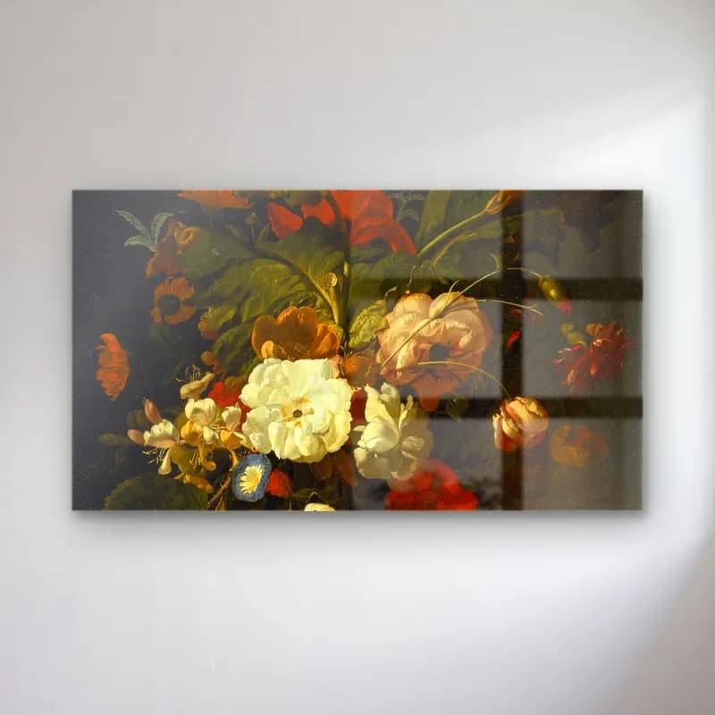 Rachel Ruysch – Still Life With Bouquet Of Flowers cam tablo — Rachel Ruysch – Still Life With Bouquet Of Flowers — yağlı boya vazoda çiçek buketi