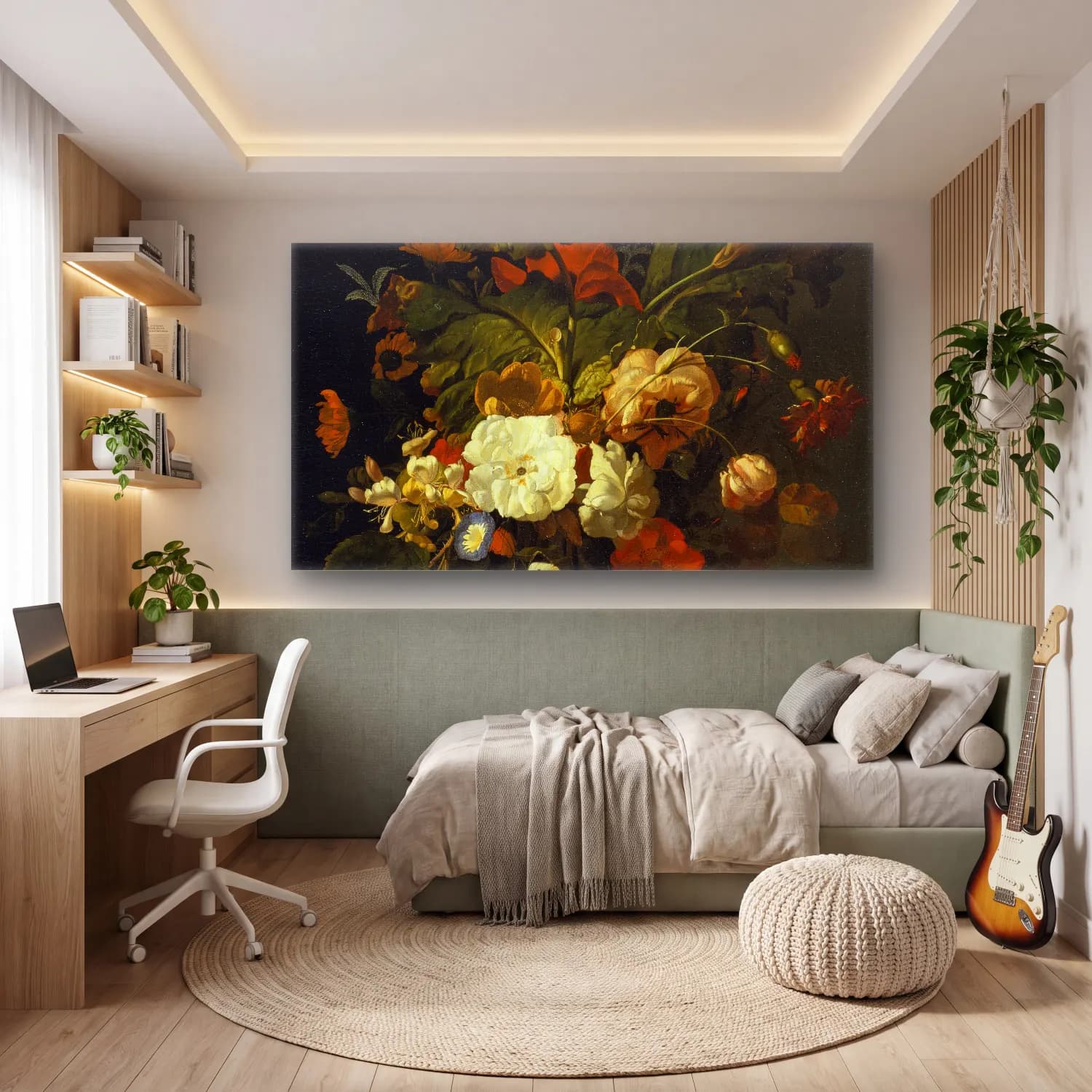 Rachel Ruysch – Still Life With Bouquet Of Flowers cam tablo — genç odasında