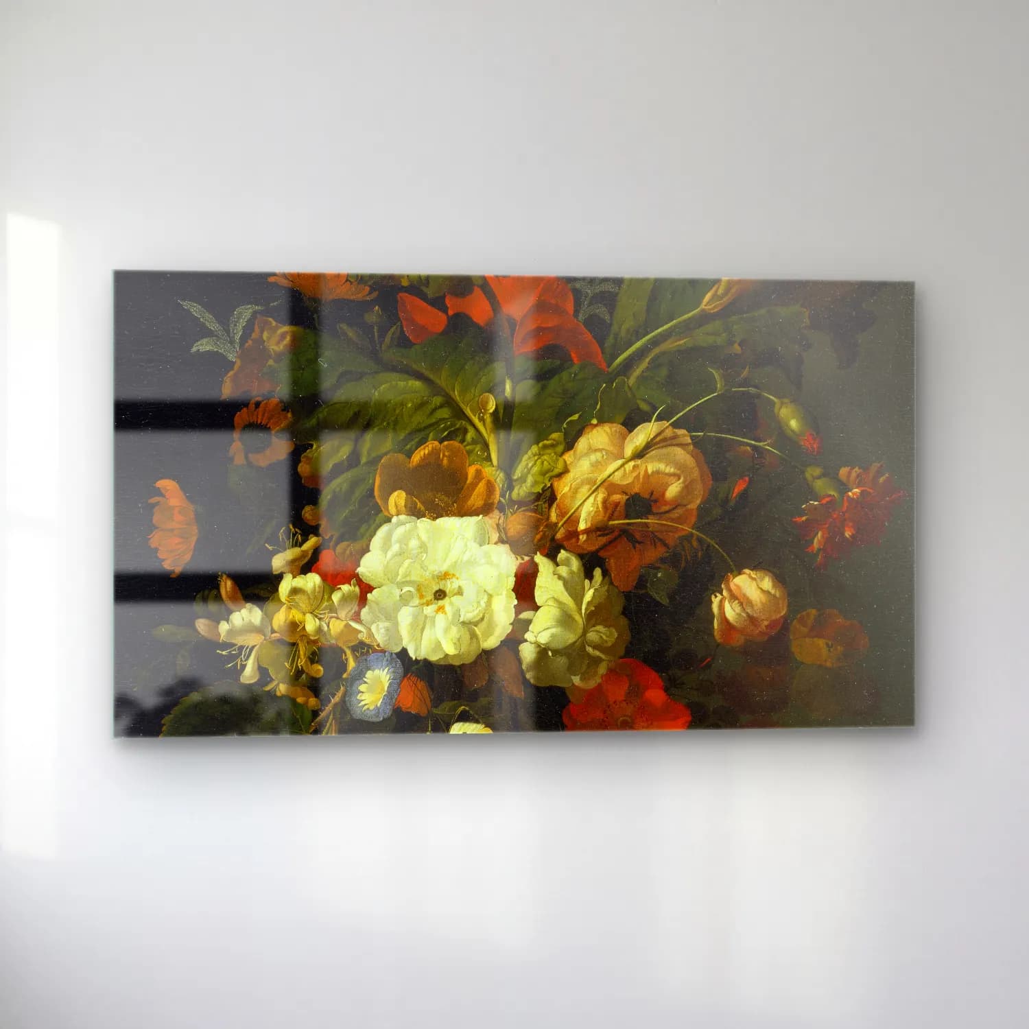 Rachel Ruysch – Still Life With Bouquet Of Flowers cam tablo — sol açıdan görünüm