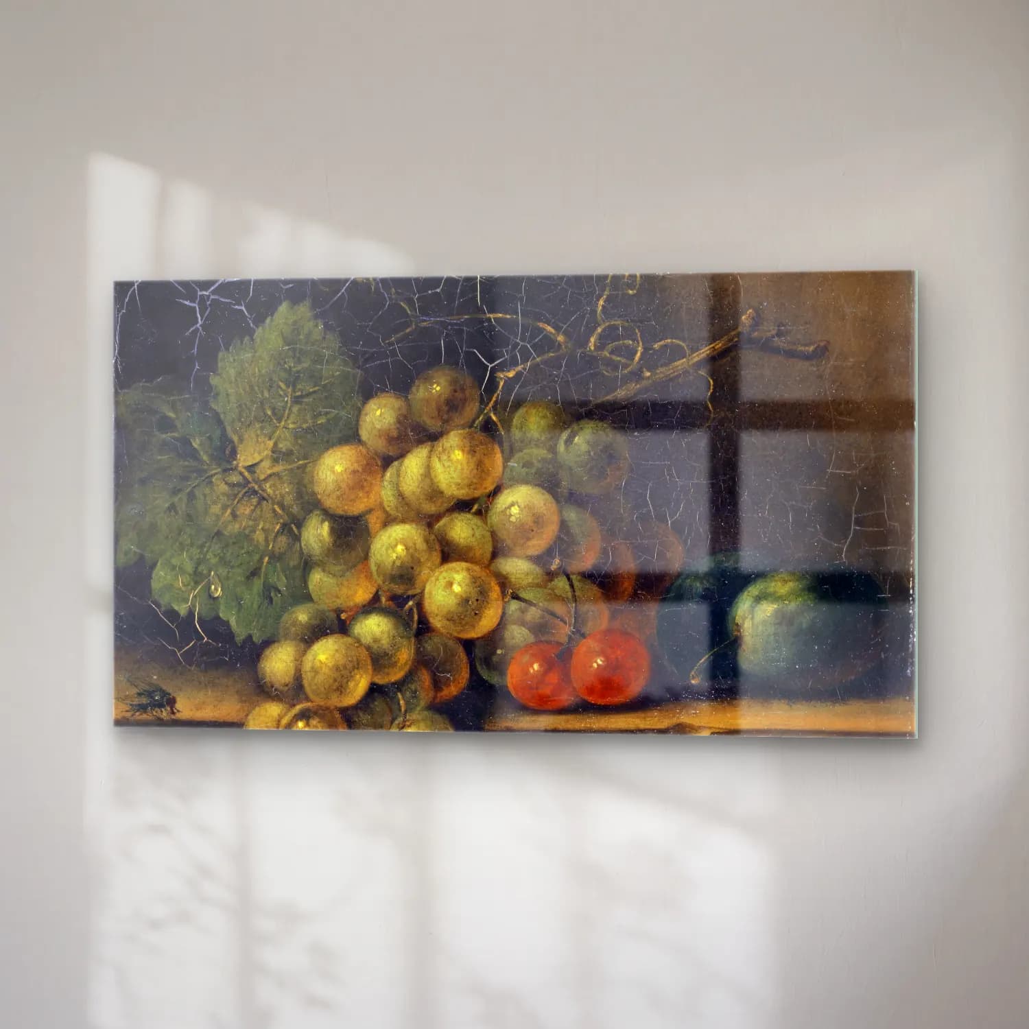 Rachel Ruysch – Still Life With Grapes, Stone Fruit And Fly cam tablo — sağ açıdan görünüm