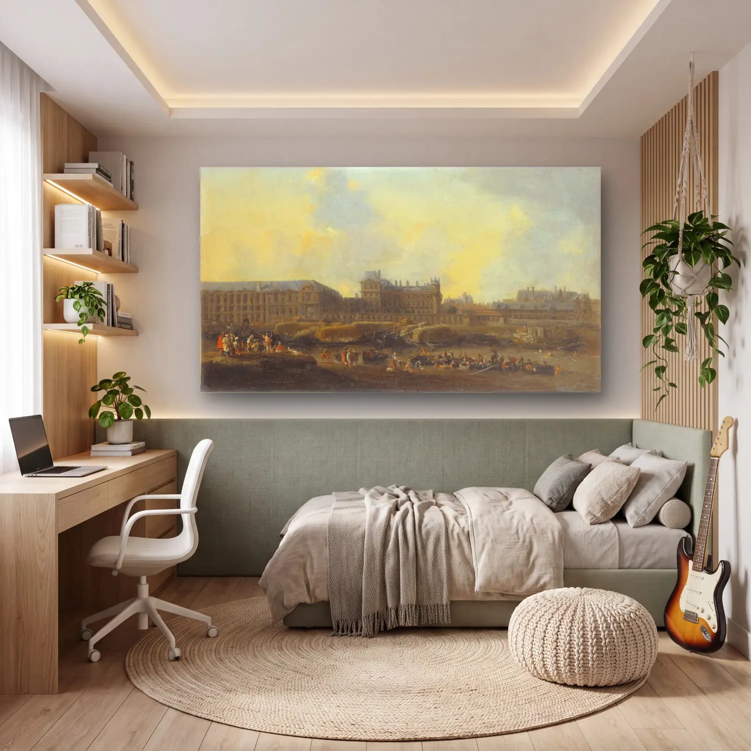 Reinier Nooms – Le Louvre et l’Hôtel de Bourbon, vus de la rive gauche cam tablo — genç odasında