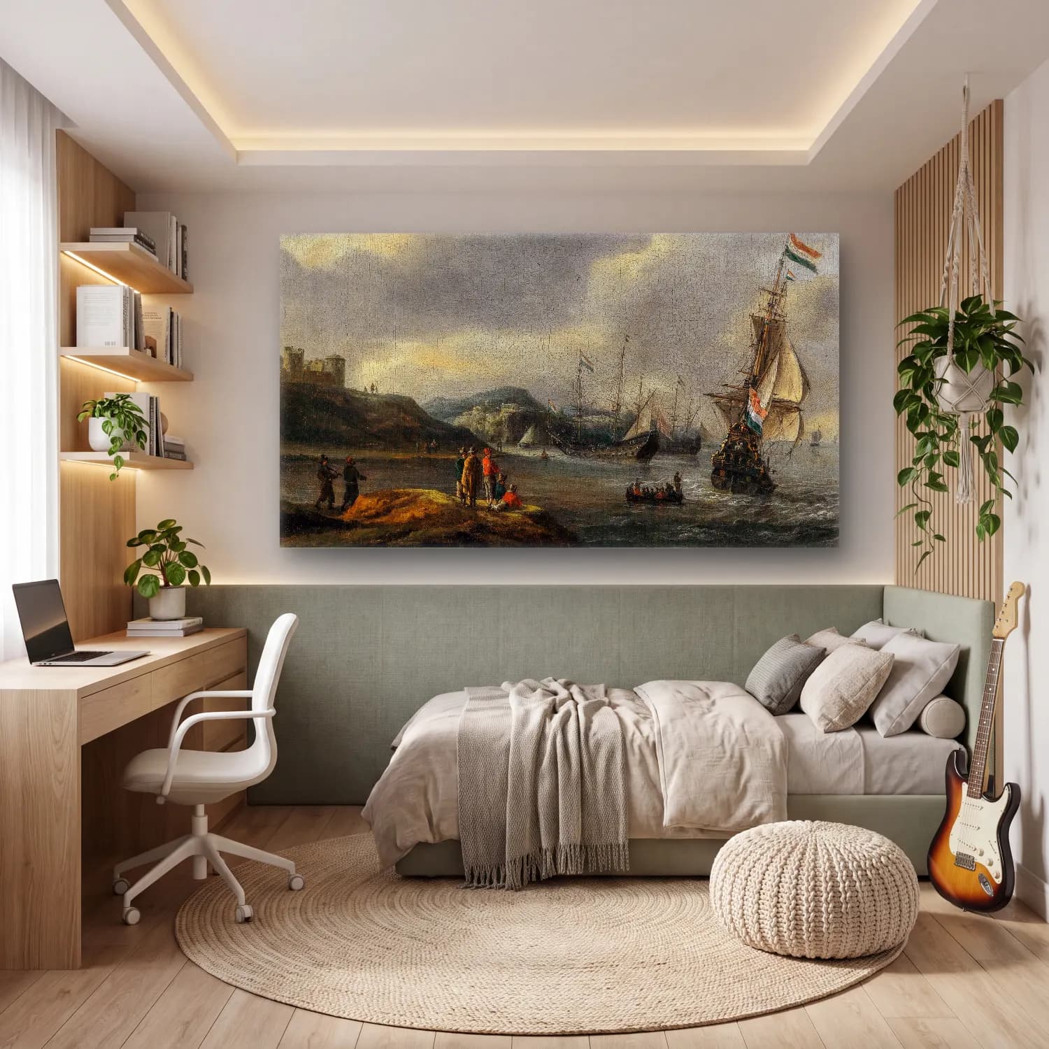 Reinier Nooms – Ships entering a harbour cam tablo — genç odasında