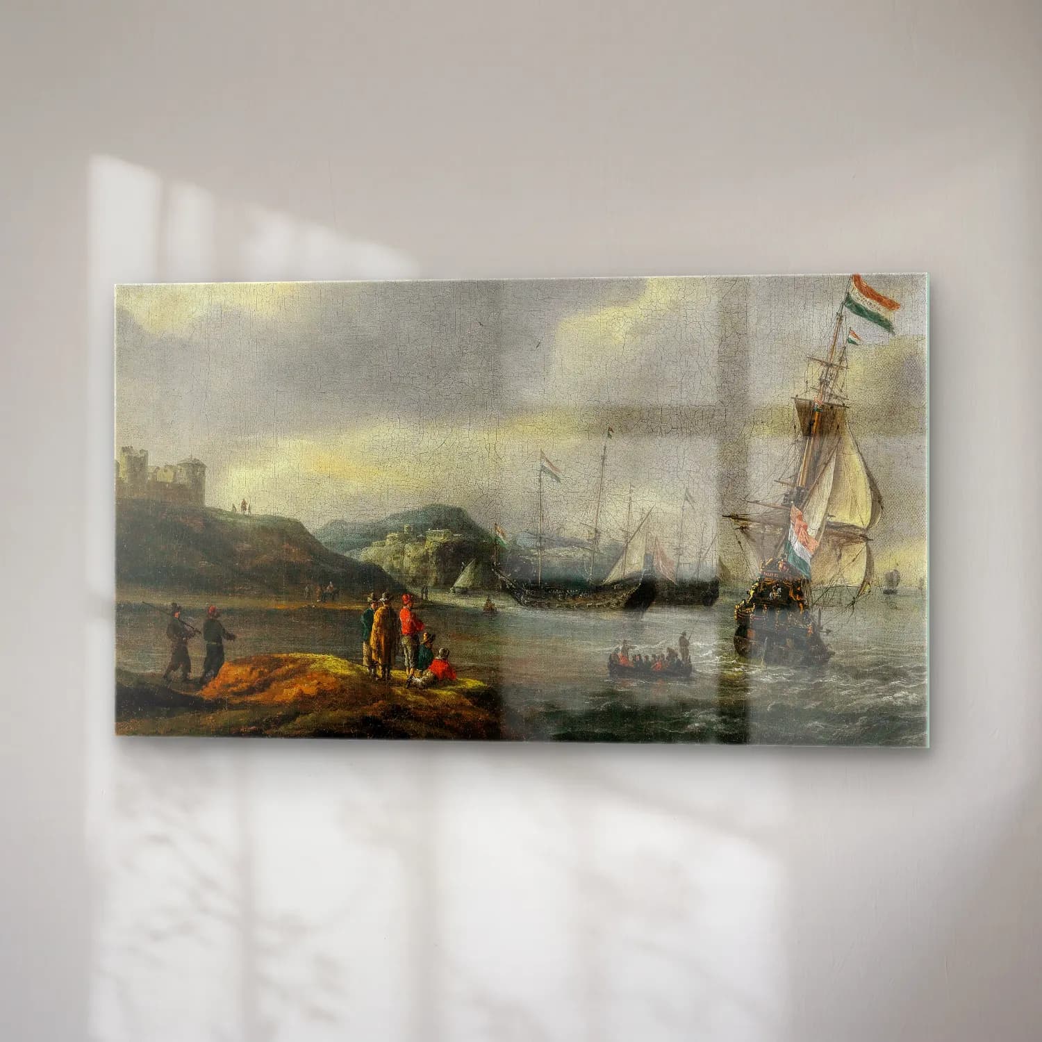 Reinier Nooms – Ships entering a harbour cam tablo — sağ açıdan görünüm