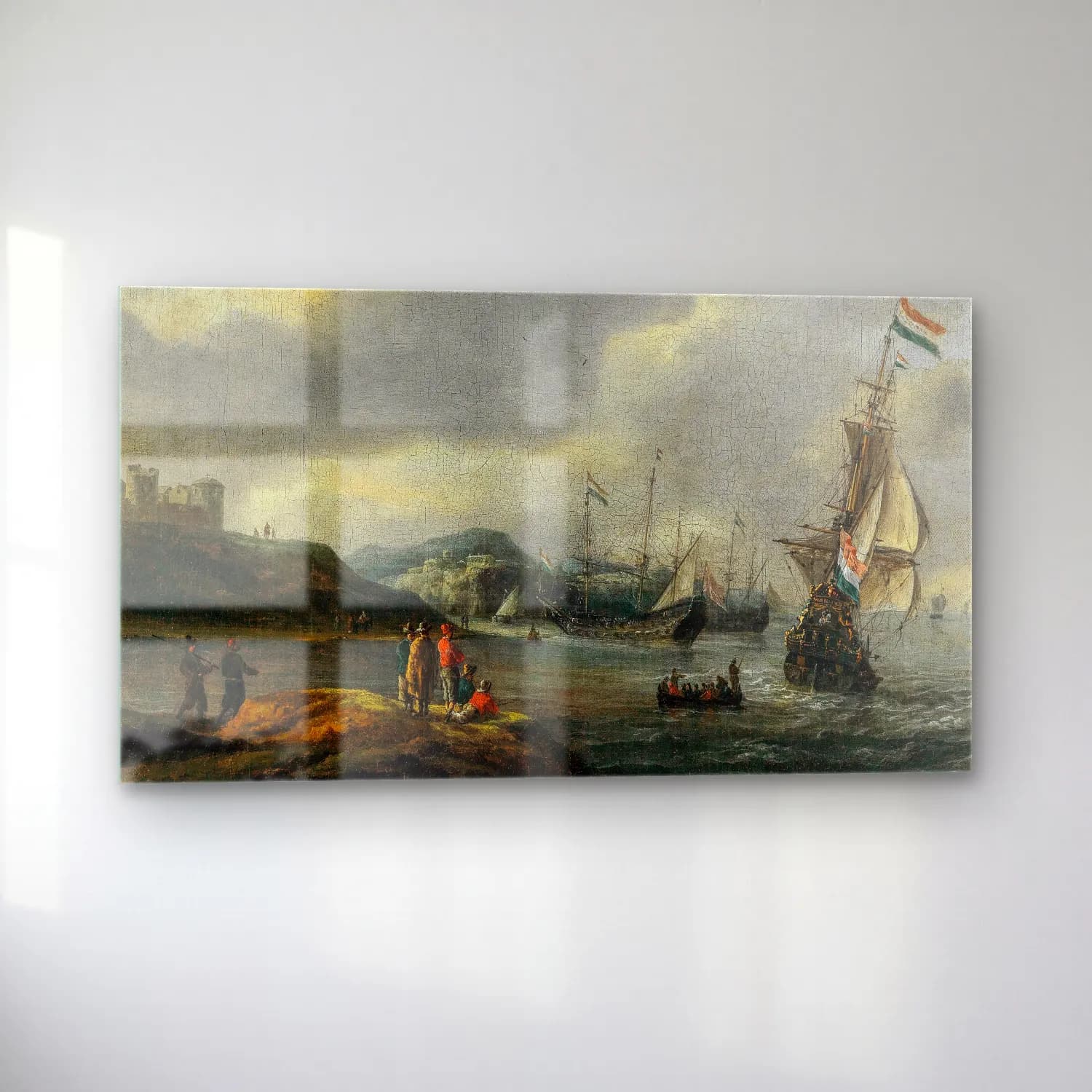 Reinier Nooms – Ships entering a harbour cam tablo — sol açıdan görünüm
