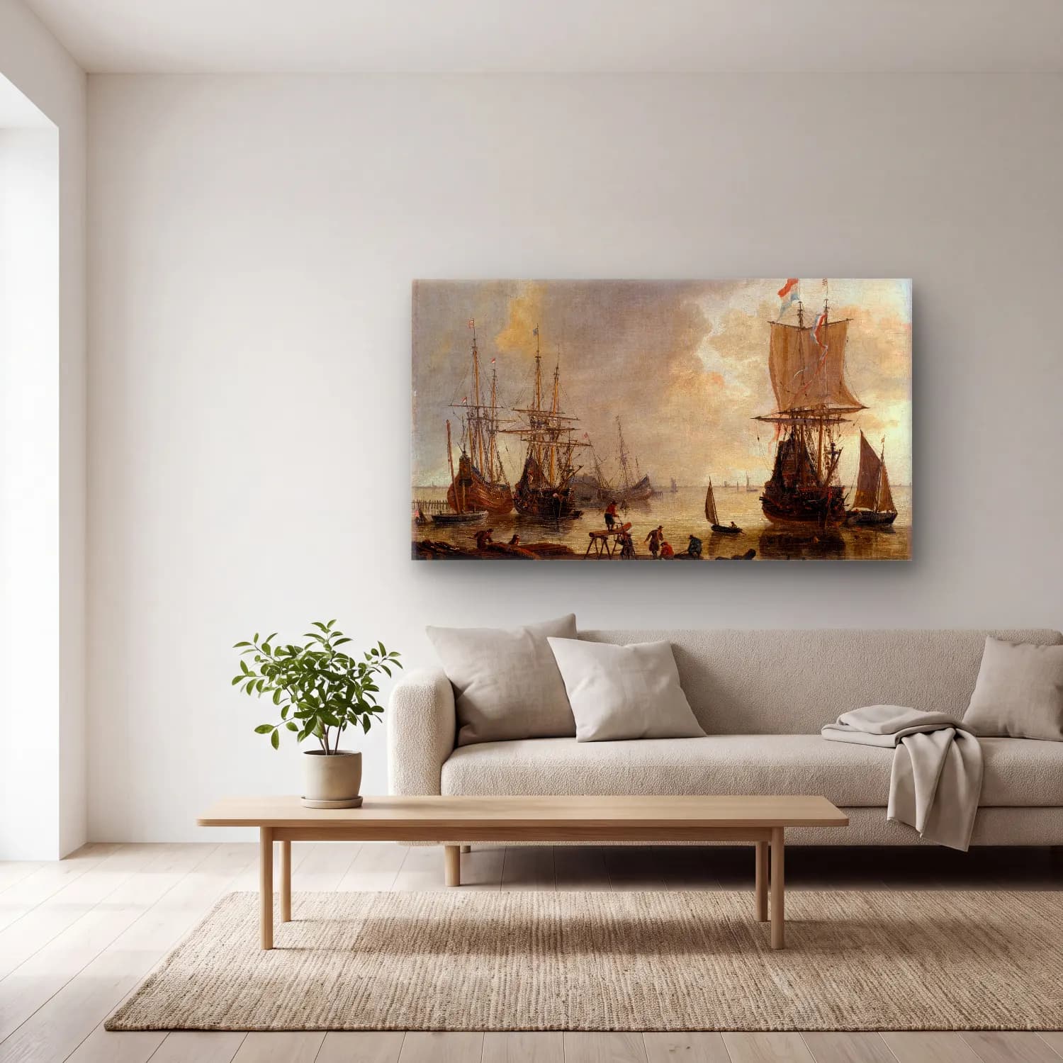 Reinier Nooms – The Ship-yard in Amsterdam cam tablo — açık renk salonda