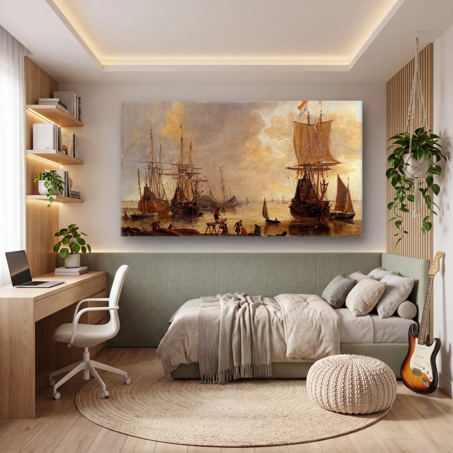 Reinier Nooms – The Ship-yard in Amsterdam cam tablo — genç odasında