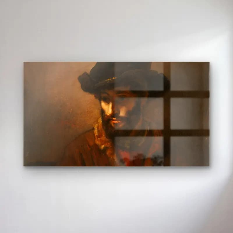 Rembrandt van Rijn – A Bearded Man Wearing a Hat cam tablo — Rembrandt van Rijn – A Bearded Man Wearing a Hat — empresyonist erkek portresi