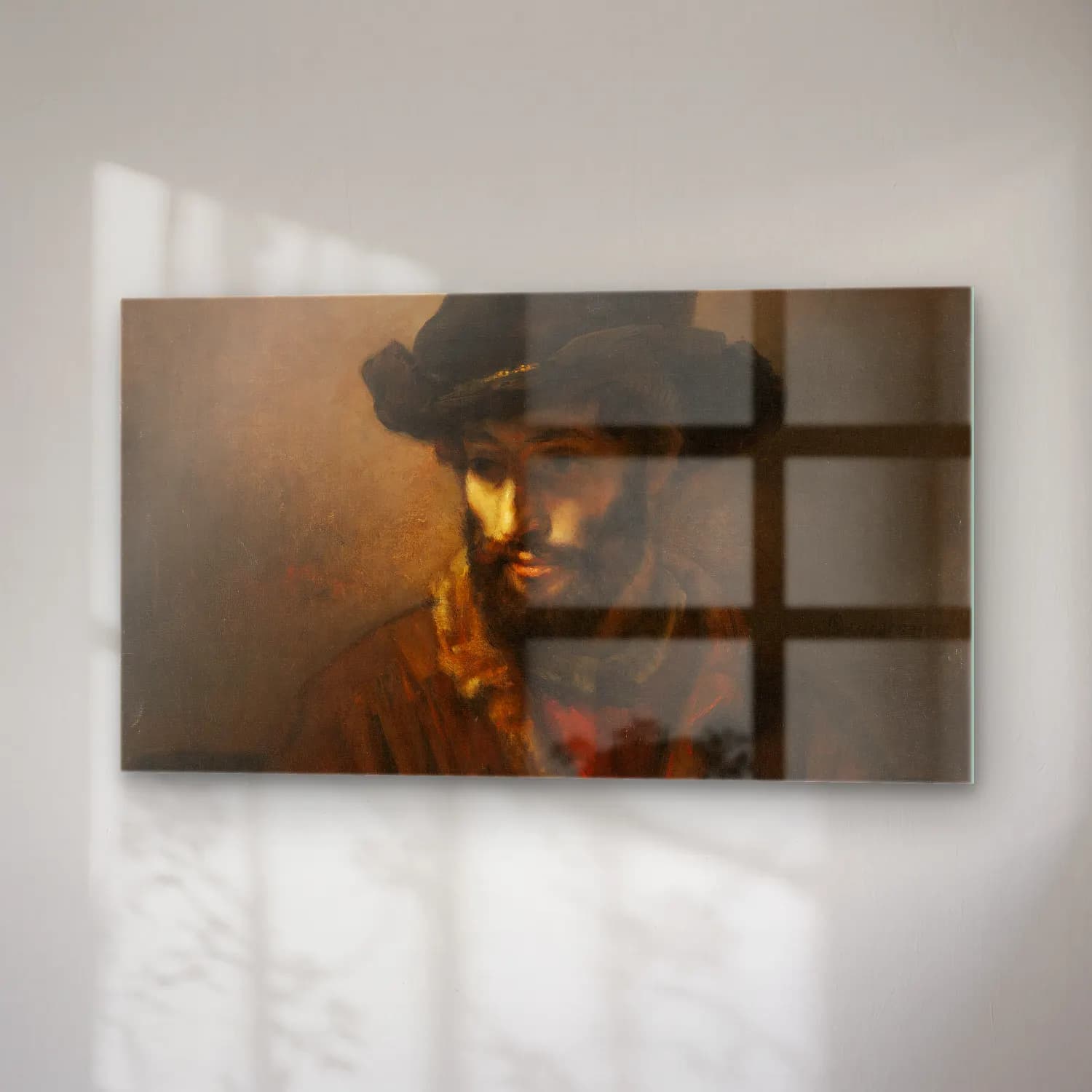 Rembrandt van Rijn – A Bearded Man Wearing a Hat cam tablo — sağ açıdan görünüm