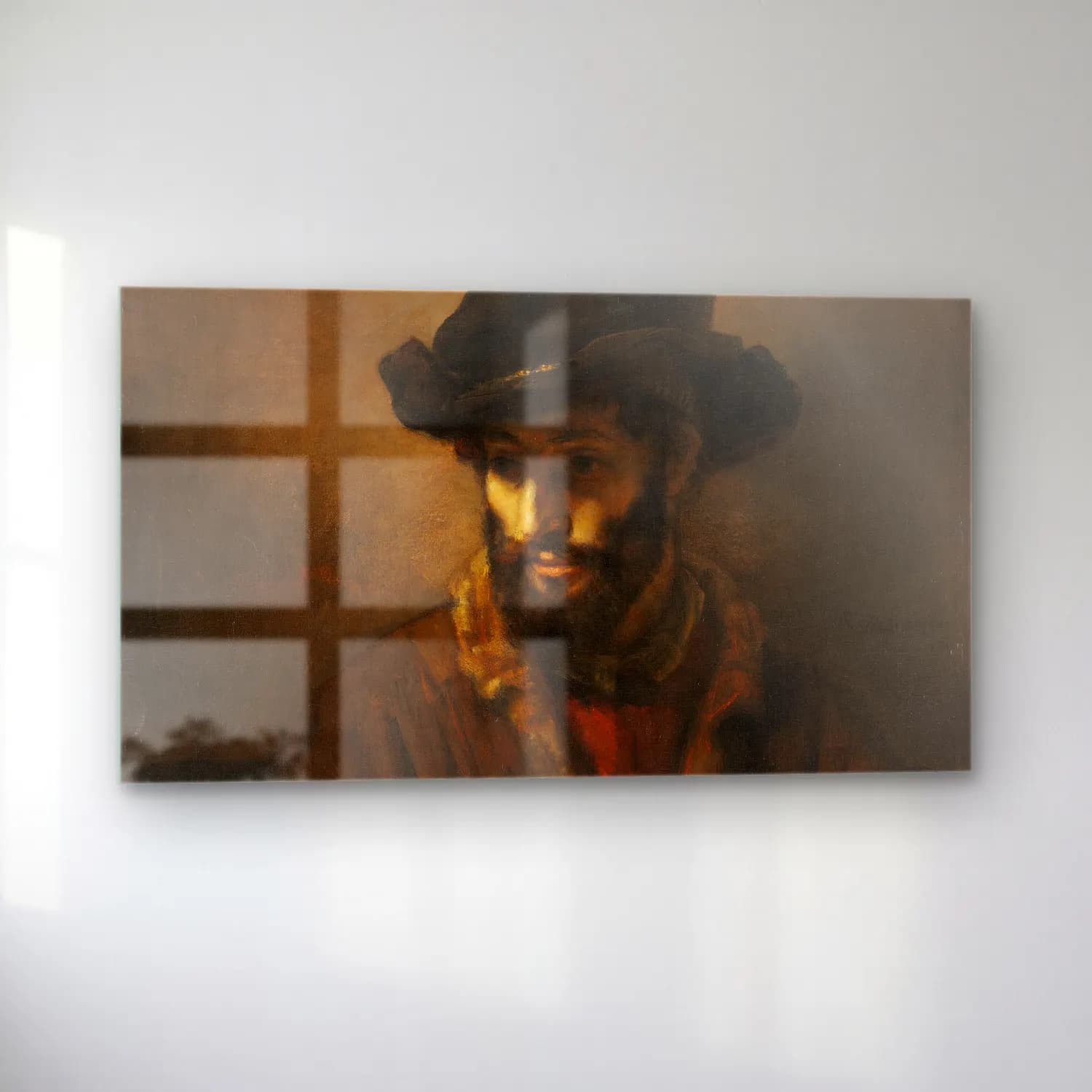 Rembrandt van Rijn – A Bearded Man Wearing a Hat cam tablo — sol açıdan görünüm