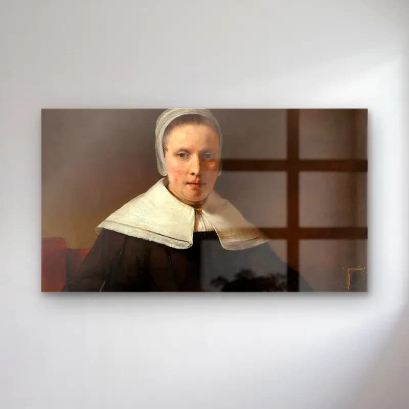 Rembrandt van Rijn – A Woman Holding a Pink cam tablo — Rembrandt van Rijn – A Woman Holding a Pink — yağlı boya kadın portresi