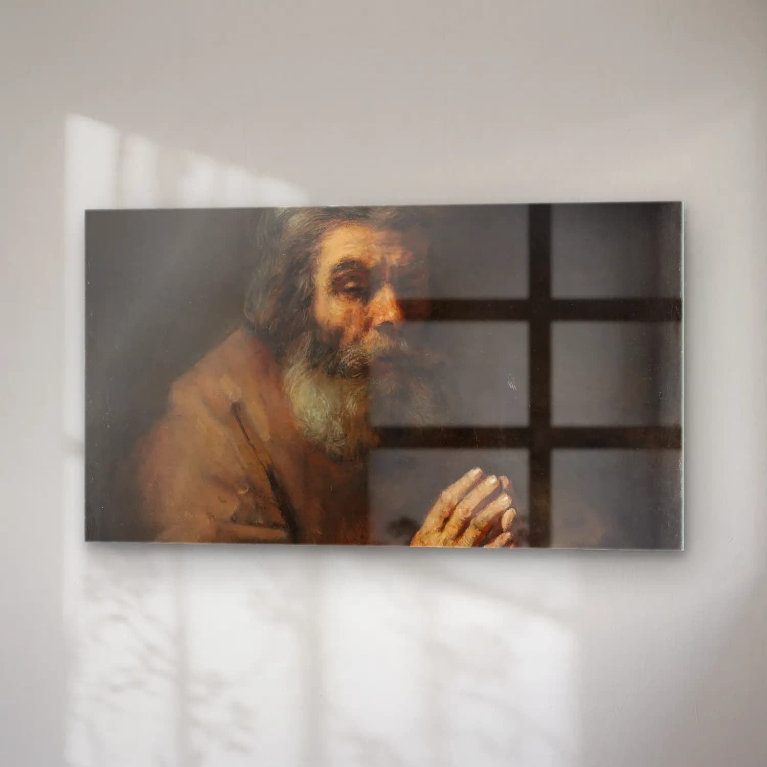 Rembrandt van Rijn – An Elderly Man in Prayer cam tablo — sağ açıdan görünüm