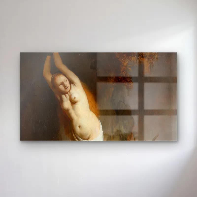 Rembrandt van Rijn – Andromeda (C. 1630) cam tablo — Rembrandt van Rijn – Andromeda (C. 1630) — yağlı boya figür çalışması