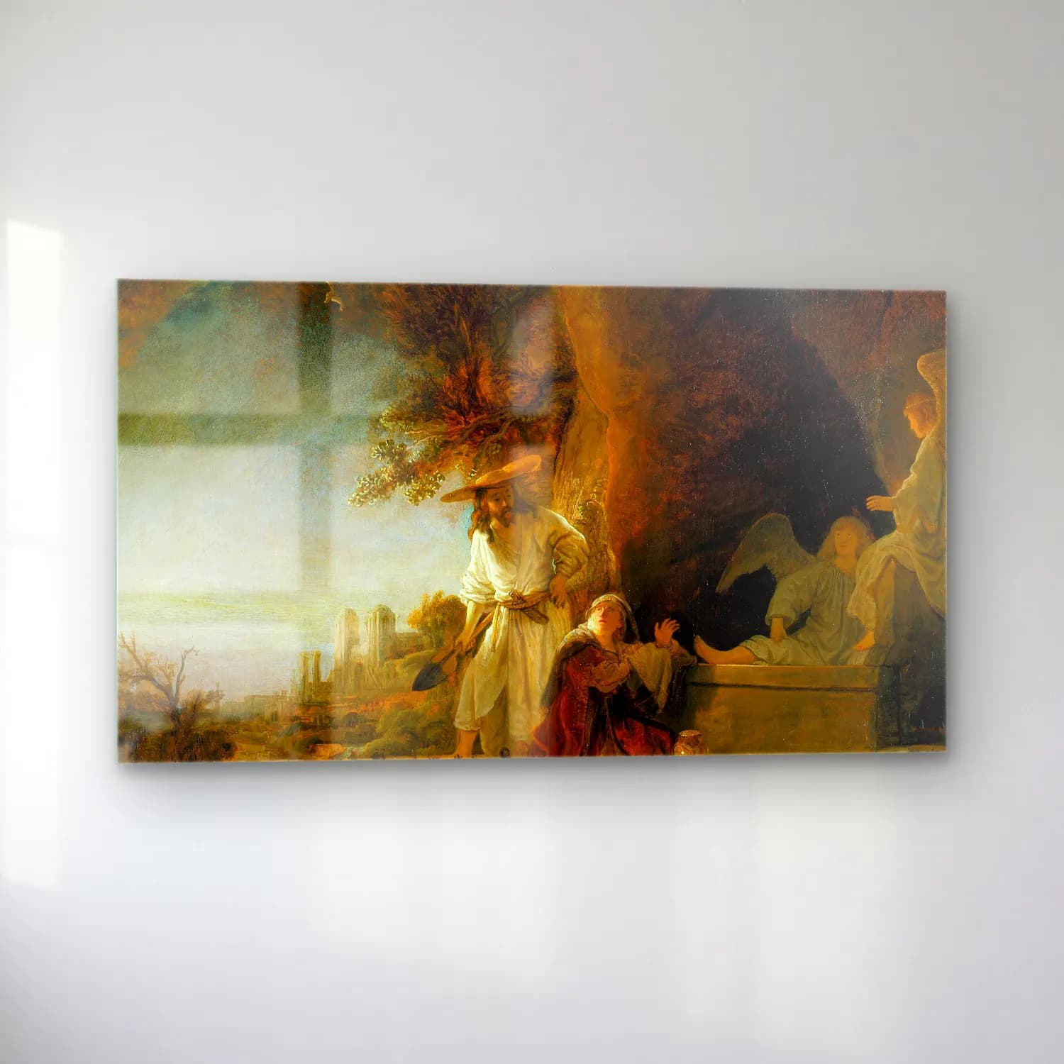 Rembrandt van Rijn – Christ and St Mary Magdalen at the Tomb cam tablo — sol açıdan görünüm