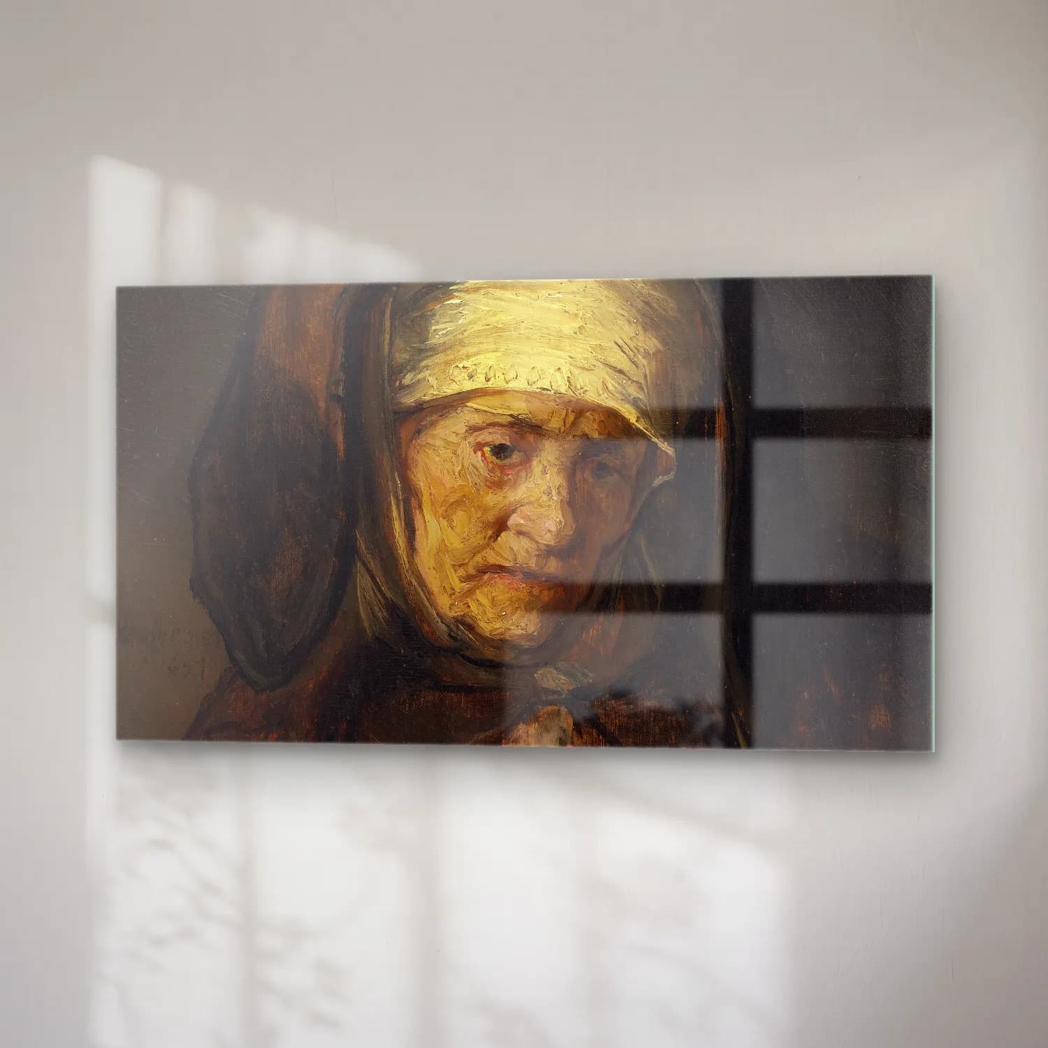 Rembrandt van Rijn – Head of an Aged Woman cam tablo — sağ açıdan görünüm