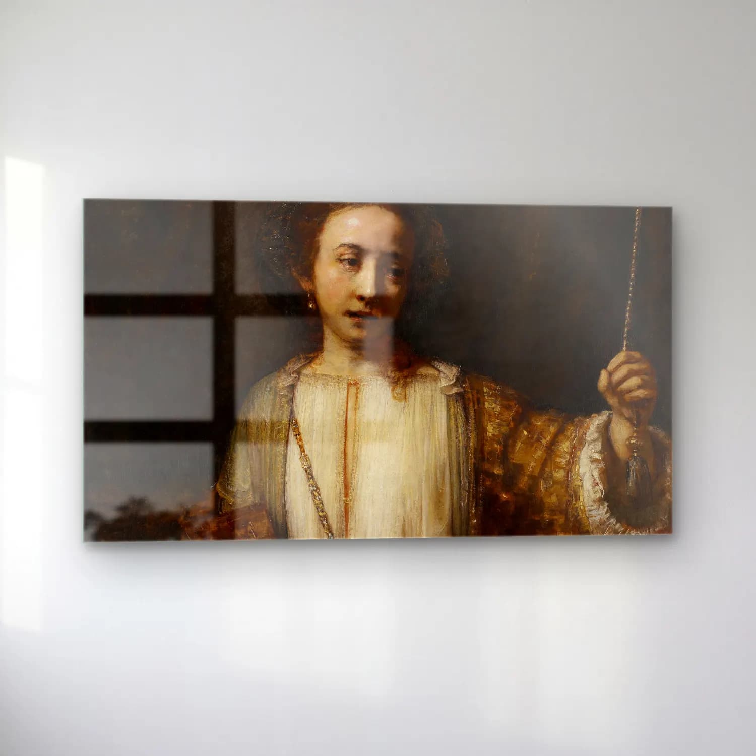 Rembrandt van Rijn – Lucretia – Bej Tonlar cam tablo — sol açıdan görünüm