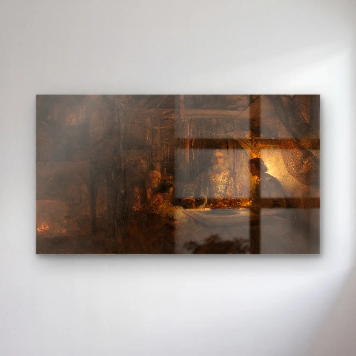 Rembrandt van Rijn – Philemon and Baucis cam tablo — Rembrandt van Rijn – Philemon and Baucis — yağlı boya dini sahne