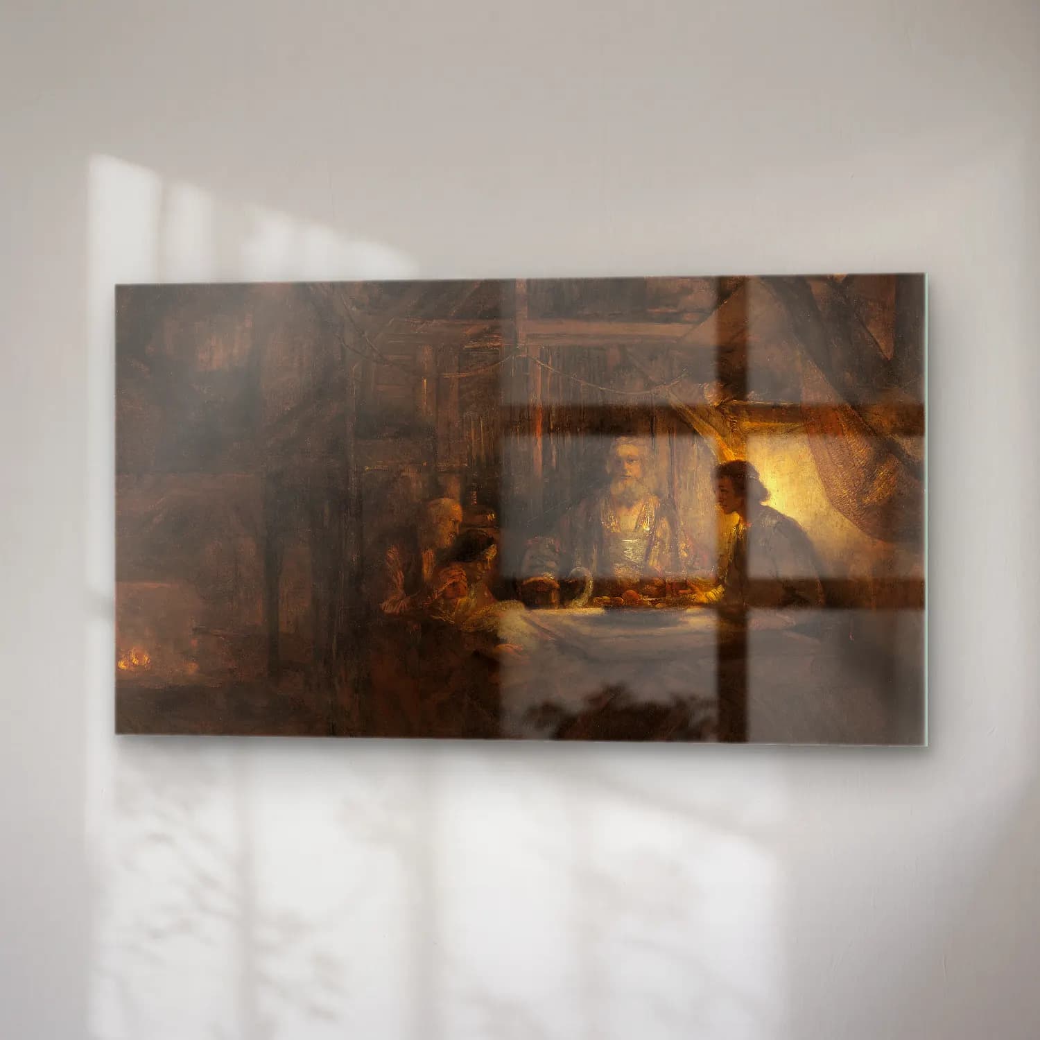 Rembrandt van Rijn – Philemon and Baucis cam tablo — sağ açıdan görünüm