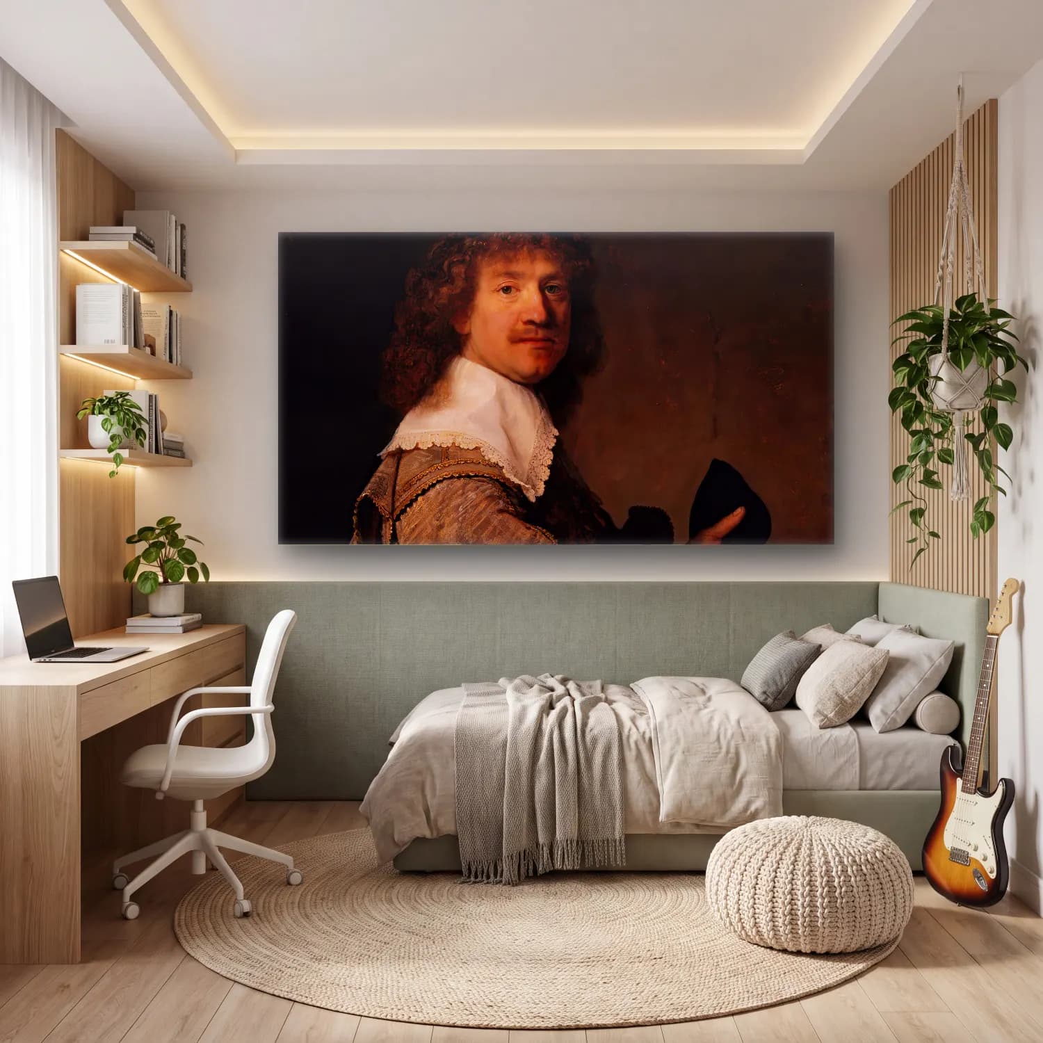 Rembrandt van Rijn – Portrait of Marten Looten cam tablo — genç odasında
