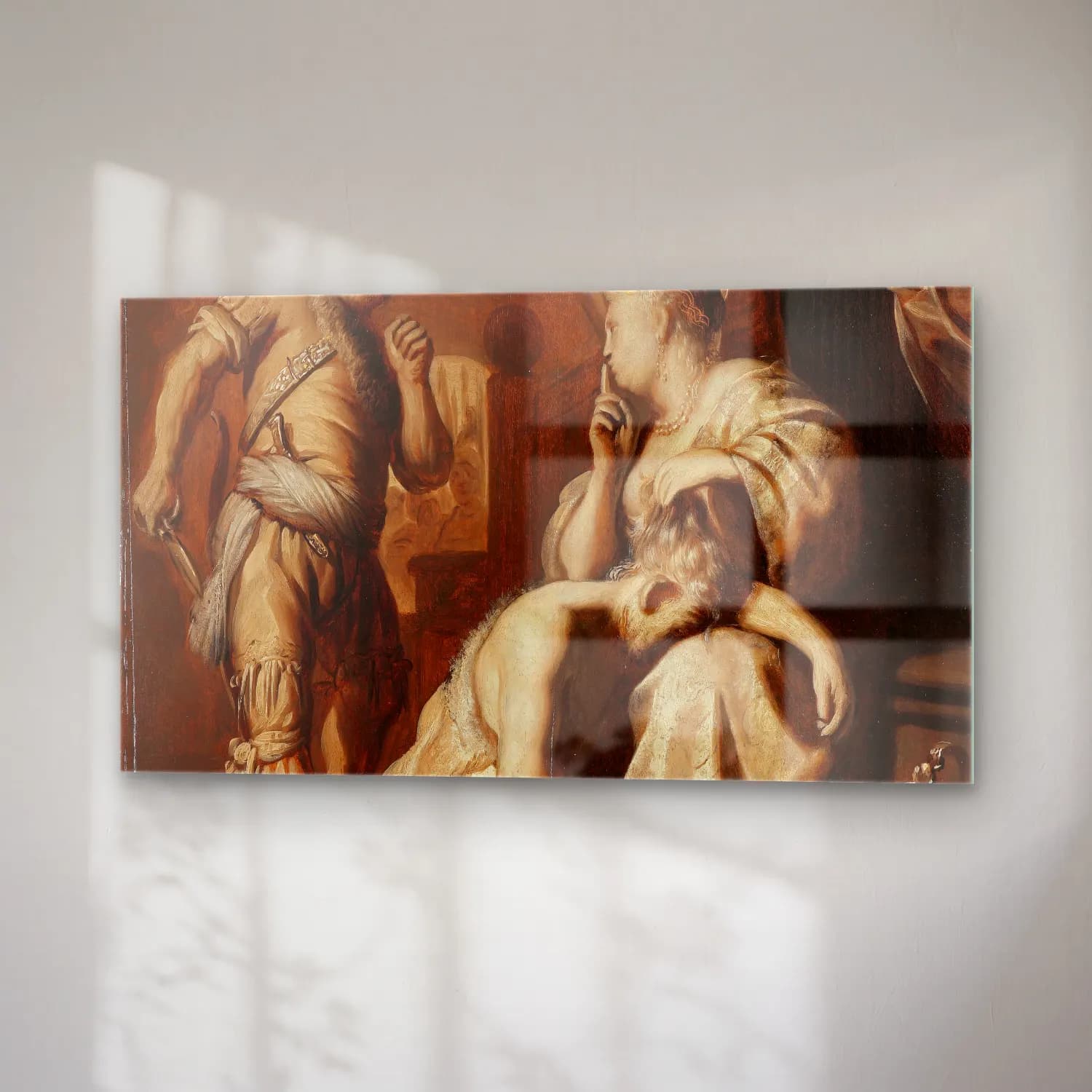 Rembrandt van Rijn – Samson and Delilah cam tablo — sağ açıdan görünüm