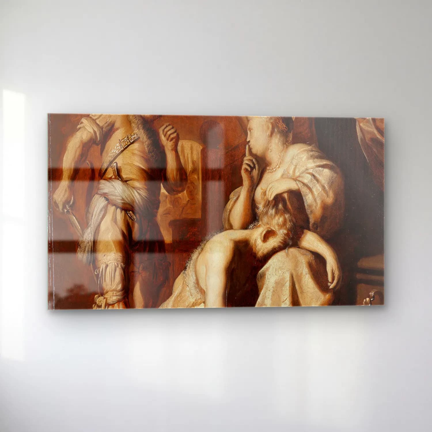 Rembrandt van Rijn – Samson and Delilah cam tablo — sol açıdan görünüm
