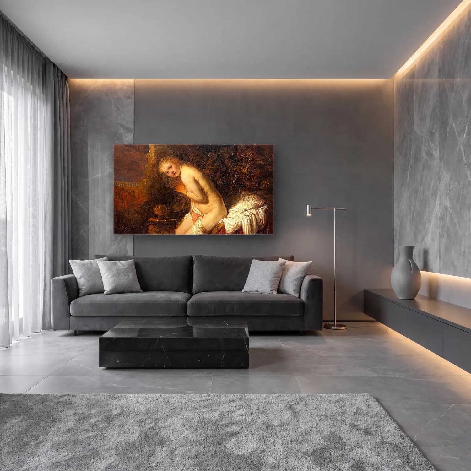 Rembrandt van Rijn – Susanna cam tablo — lüks salon duvarında