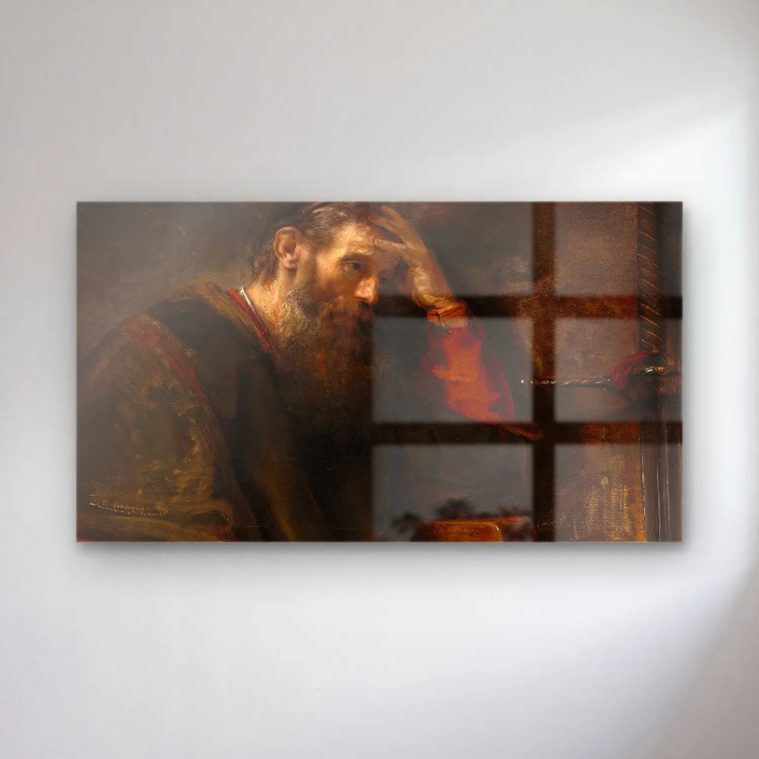 Rembrandt van Rijn – The Apostle Paul cam tablo — Rembrandt van Rijn – The Apostle Paul — yağlı boya erkek portresi