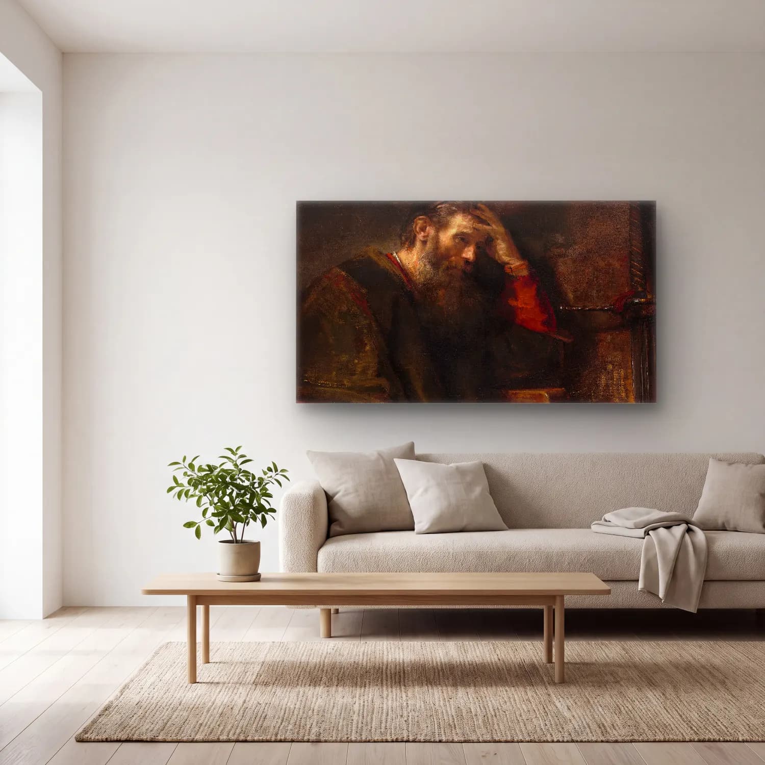 Rembrandt van Rijn – The Apostle Paul cam tablo — açık renk salonda