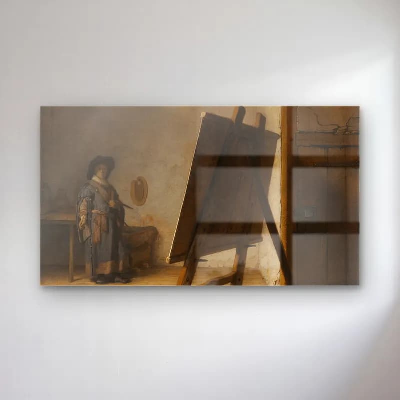 Rembrandt van Rijn – The Artist In His Studio cam tablo — Rembrandt van Rijn – The Artist In His Studio — yağlı boya kapı