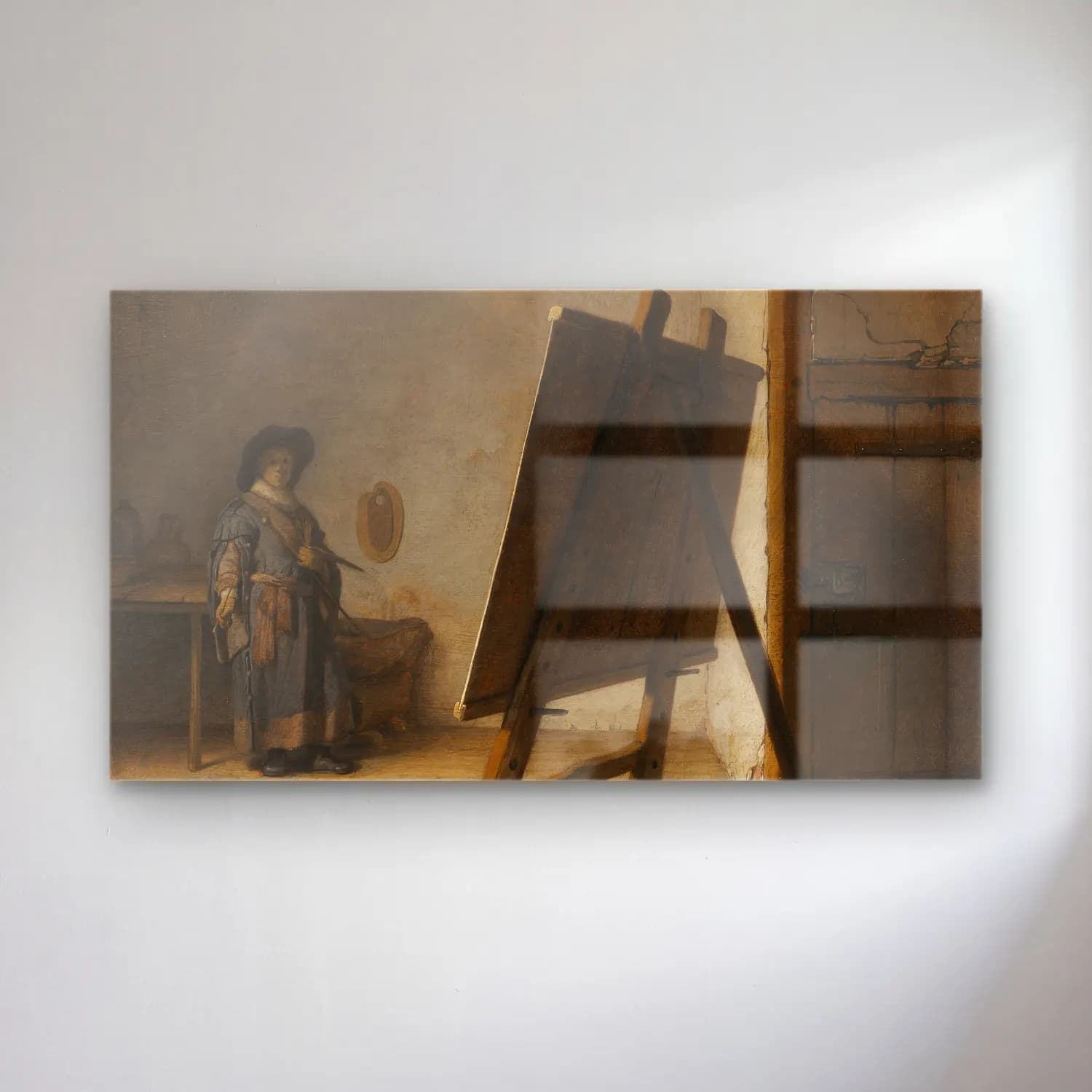 Rembrandt van Rijn – The Artist In His Studio cam tablo — Rembrandt van Rijn – The Artist In His Studio — yağlı boya kapı