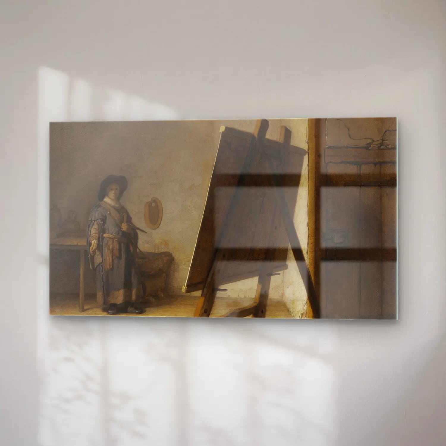Rembrandt van Rijn – The Artist In His Studio cam tablo — sağ açıdan görünüm