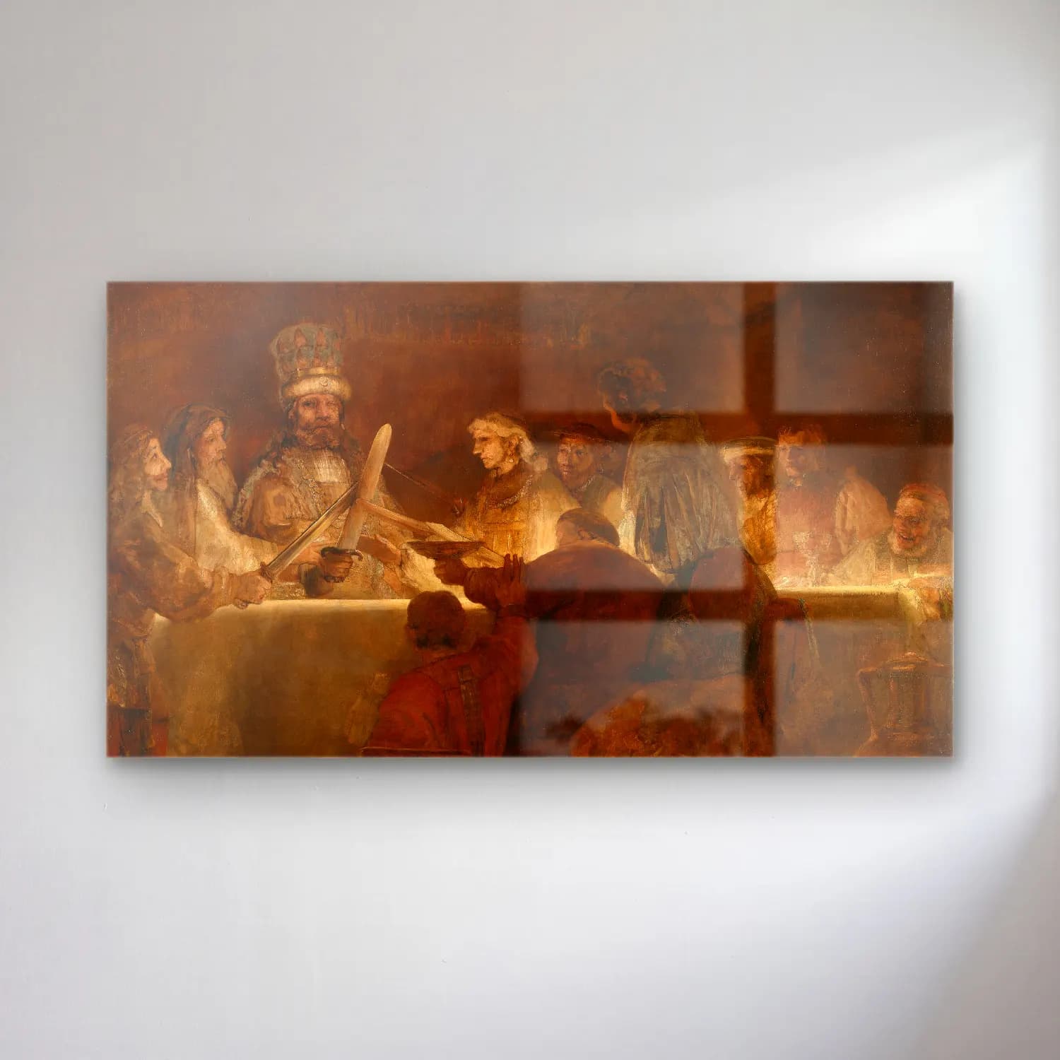 Rembrandt van Rijn – The Conspiracy of the Batavians under Claudius Civilis cam tablo — Rembrandt van Rijn – The Conspiracy of the Batavians under Claudius Civilis — empresyonist dini sahne