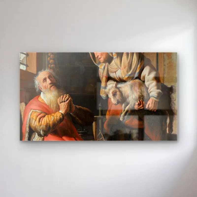 Rembrandt van Rijn – Tobit and Anna with the Kid cam tablo — Rembrandt van Rijn – Tobit and Anna with the Kid — yağlı boya dini sahne
