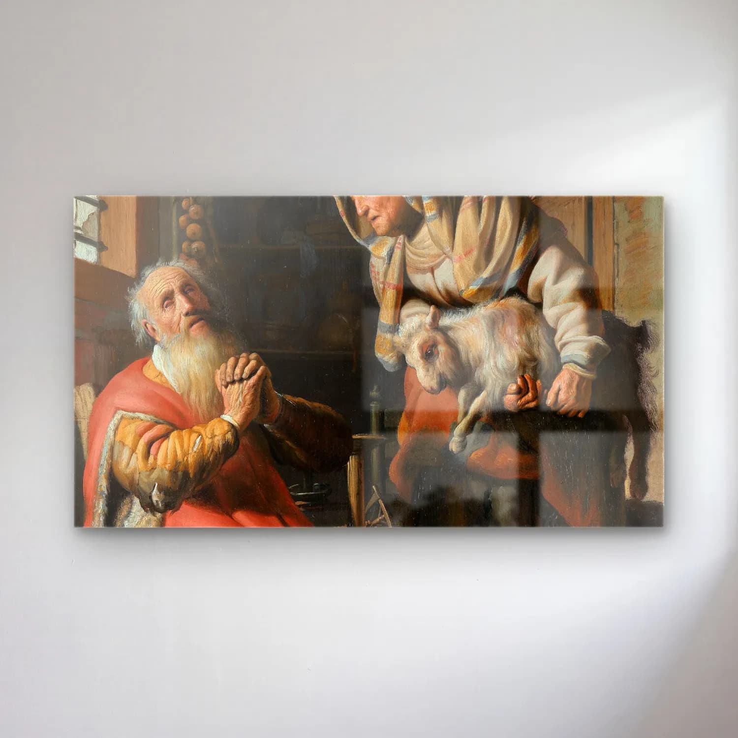 Rembrandt van Rijn – Tobit and Anna with the Kid cam tablo — Rembrandt van Rijn – Tobit and Anna with the Kid — yağlı boya dini sahne