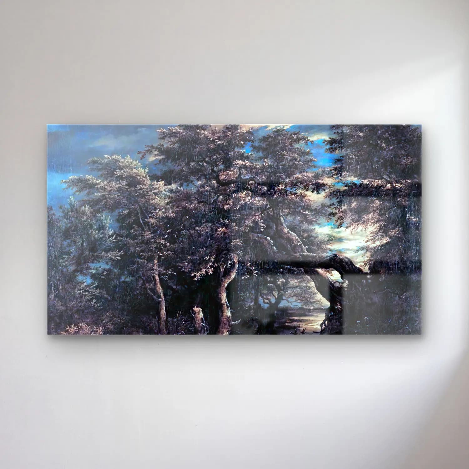 Jacob Isaackszon van Ruisdael – A Marsh in a Forest at Dusk cam tablo — Jacob Isaackszon van Ruisdael – A Marsh in a Forest at Dusk — yağlı boya orman