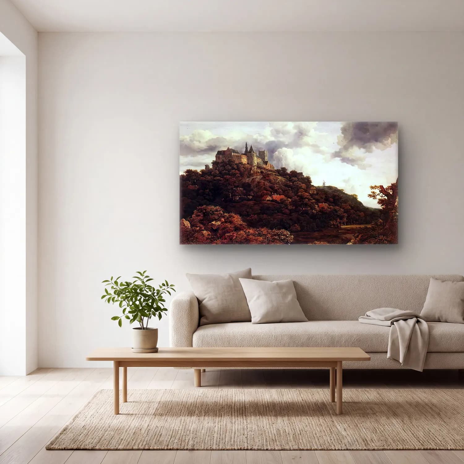 Jacob Isaackszon van Ruisdael – Bentheim Castle cam tablo — açık renk salonda