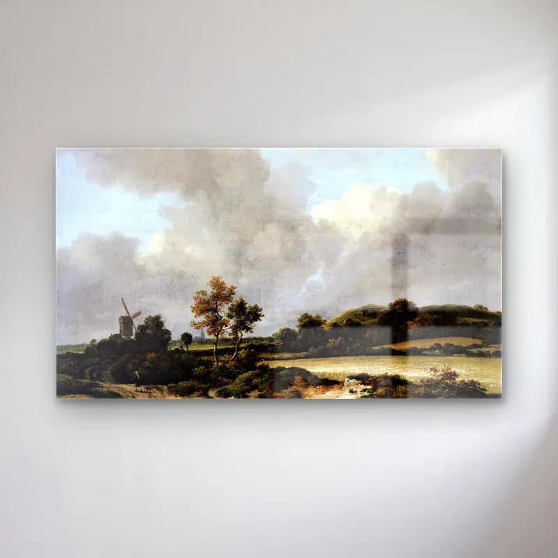 Jacob Isaackszon van Ruisdael – Grainfields cam tablo — Jacob Isaackszon van Ruisdael – Grainfields — yağlı boya kırda nehir